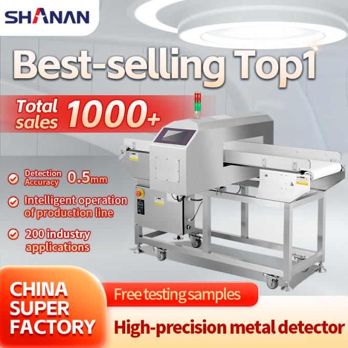 Detector de metales de cinta transportadora de calidad alimentaria, f&aacute;cil de usar, con rechazo, certificado CE e ISO 0