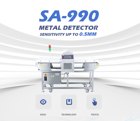 Detector de metales para alimentos con sensibilidad de detección SUS304 de 1,0 mm y altura de correa ajustable
