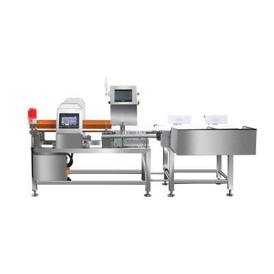 Procesamiento avanzado de señales digitales fácil de operar Detector de metales de alta velocidad combinado y pesaje de comprobación para productos de corte