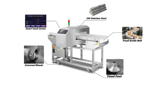 0.01g Detector de metales de resolución para procesamiento de alimentos protege sus productos de la contaminación por metales