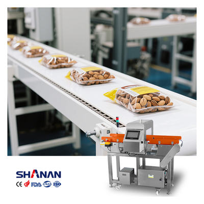 Cinta transportadora con detector de metales para alta velocidad en fábrica de procesamiento industrial de alimentos, línea de producción de alimentos