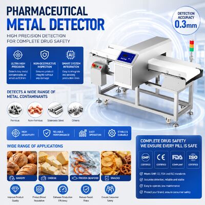 Todos los tipos de metales transportador de alimentos fábrica de carne alimentos del mar productos de chocolate galletas nueces detector de metales