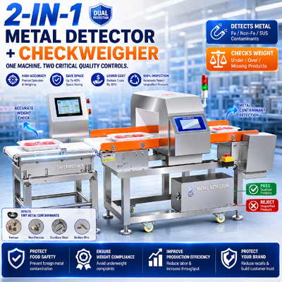 2 in One Metal Detection Weight Packaging Weighing Metal Detector And Check Weigher System For Food Industry advanced digital signal processing