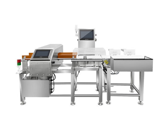 Industria alimentaria Detección de metales y envases Envases de peso Pesado Detector de metales y sistema de pesaje de verificación